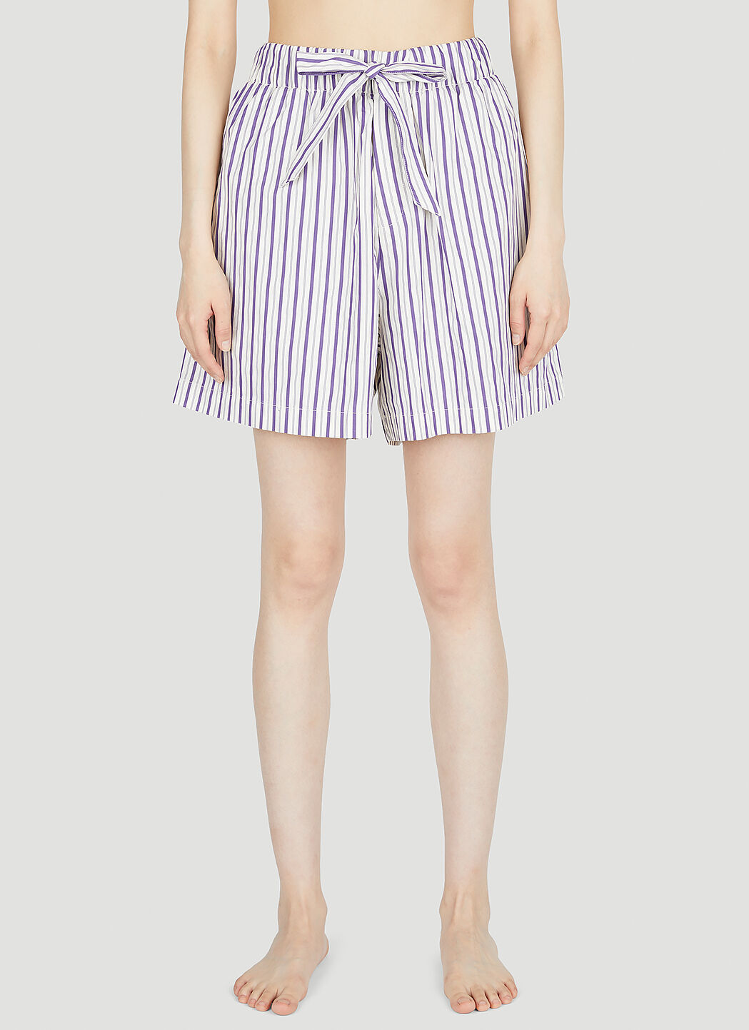 Tekla Lido Stripe Sleep Shorts Cream tek0355006
