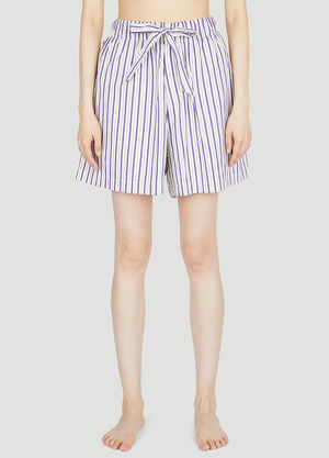 Tekla Lido Stripe Sleep Shorts Purple tek0353019