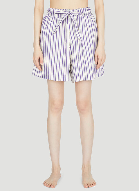 Tekla Lido Stripe Sleep Shorts Cream tek0355006