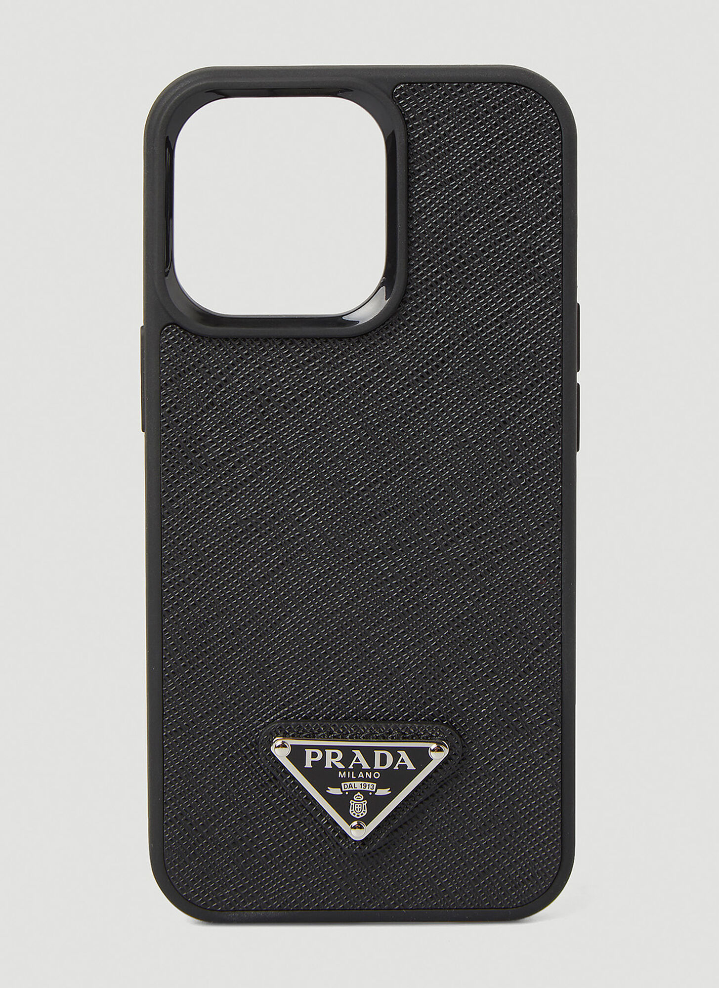 Prada Logo Plaque Iphone 12 Case In Black