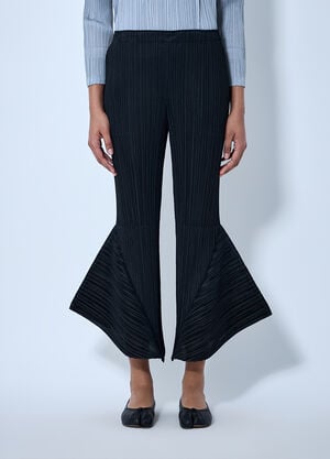 Pleats Please Issey Miyake Pleated Flare Trousers Black plp0264004