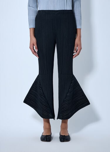 Pleats Please Issey Miyake Pleated Flare Trousers Black plp0264004