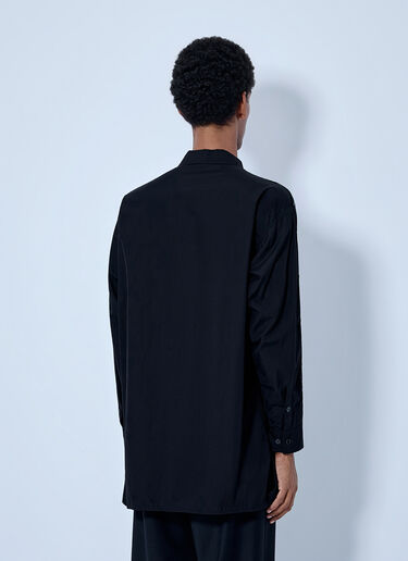 LN-CC® - Yohji Yamamoto: Open Collar Shoulder Slit Blouse - Black Yohji Yamamoto Open Collar Shoulder Slit Blouse Black yoy0165001