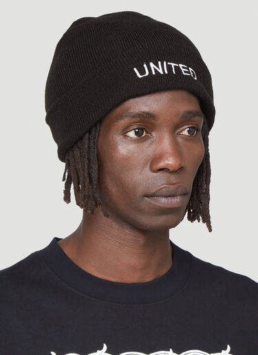 United Standard Embroidered-Logo Beanie Hat Black uni0142016