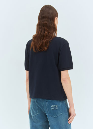 Miu Miu Logo Embroidery Polo Shirt Navy miu0359004