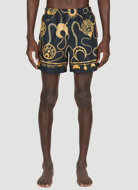 Versace Graphic Print Swim Shorts Black ver0150011