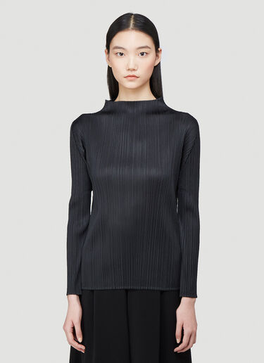 Pleats Please Issey Miyake Basics Long-Sleeved Top Black plp0240004