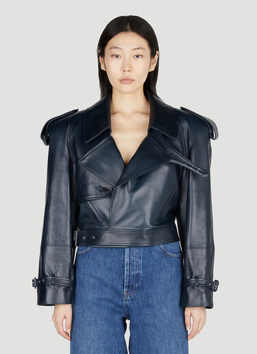 Saint Laurent Cropped Trench Jacket Blue sla0252016