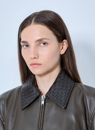 LN-CC® - Bottega Veneta: Shiny Leather Blouson - Khaki Bottega Veneta Shiny Leather Blouson Khaki bov0265063