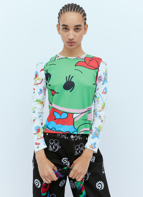 Chopova Lowena Sweet Neon Bear Jersey Top Black cho0254006