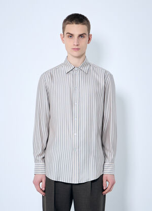 The Row Luigi Striped Shirt Brown row0159001