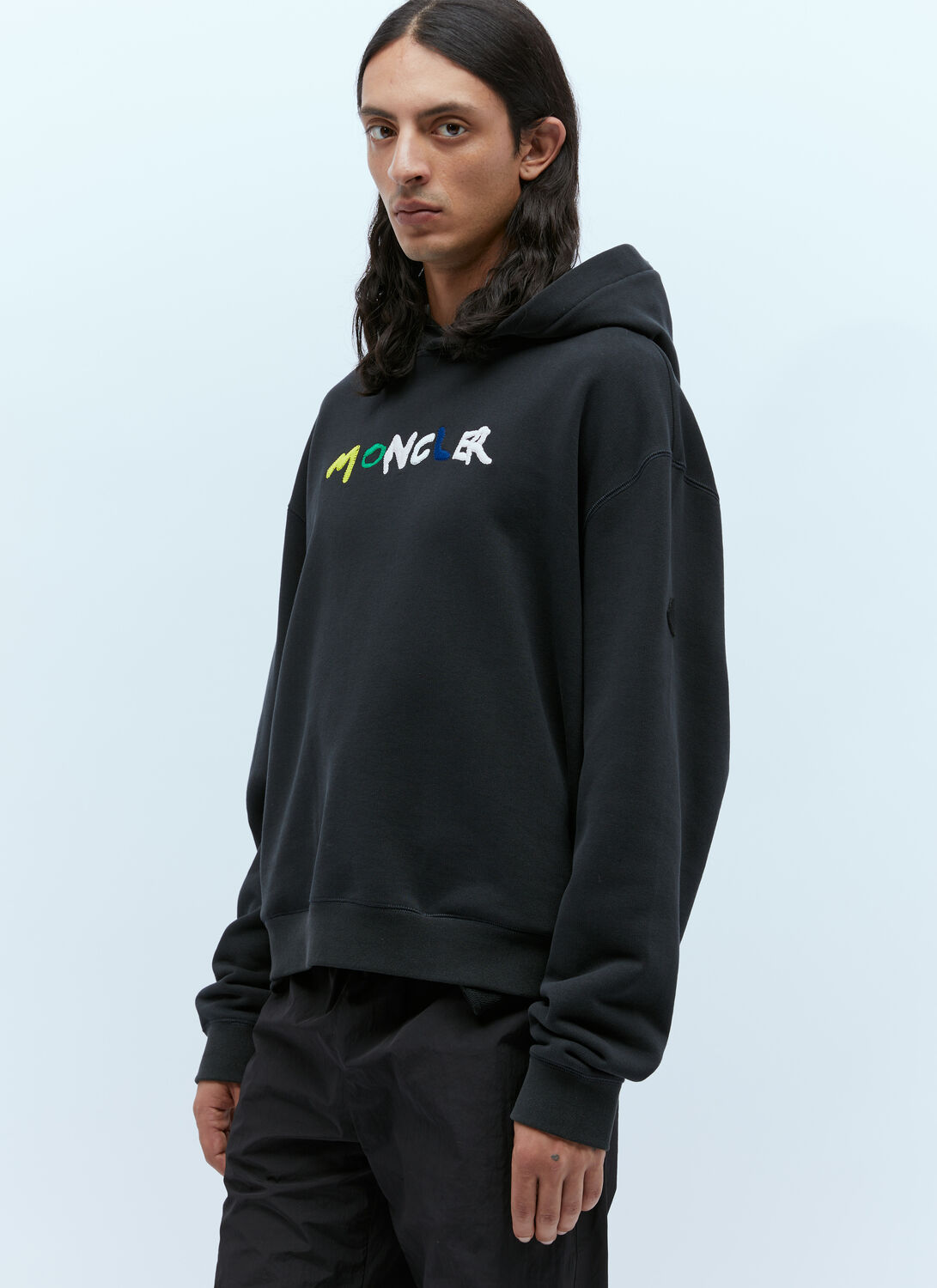 Shop Moncler Logo Print Hooded Sweatshirt In Black