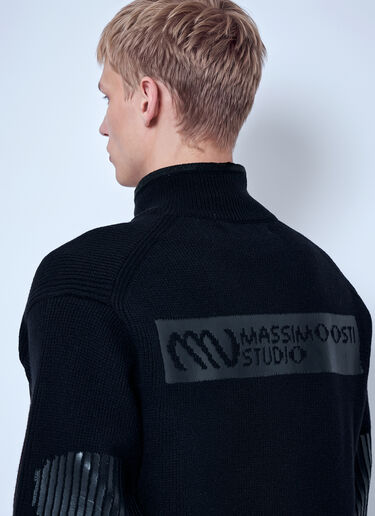 LN-CC® - Massimo Osti Studio: Zip-Up Jacket with Chest Patch - Black Massimo Osti Studio Zip-Up Jacket with Chest Patch Black mao0166004