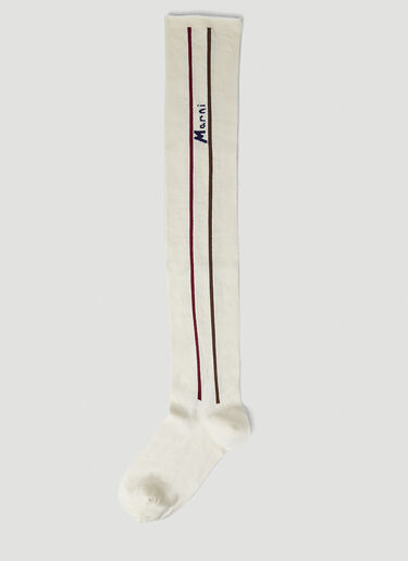 Marni 条纹徽标袜子 白色 mni0247022