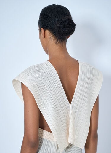 LN-CC® - Pleats Please Issey Miyake: Sleeveless Pleated Tunic - Beige Pleats Please Issey Miyake Sleeveless Pleated Tunic Beige plp0265005