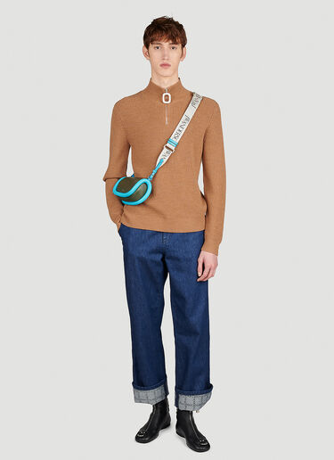 JW Anderson Half Zip Knit Sweater Brown jwa0154012