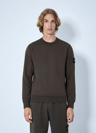 LN-CC® - Stone Island: Crewneck Sweatshirt with Sleeve Patch - Green Stone Island Crewneck Sweatshirt with Sleeve Patch Green sto0165039