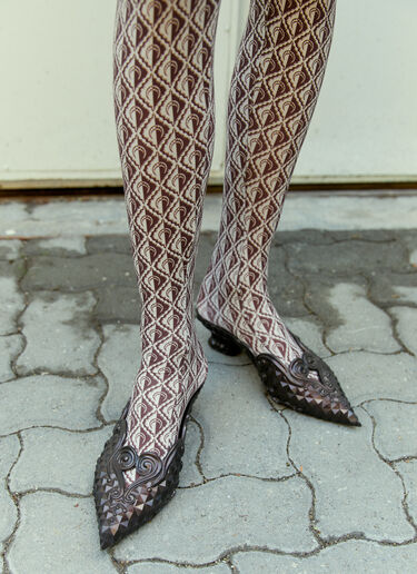 Marine Serre Regenerated Moon Diamant Tights Brown mrs0254013