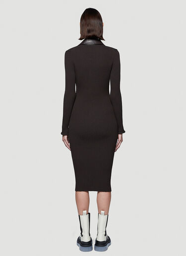Bottega Veneta Leather-Trimmed Knit Dress Brown bov0241004
