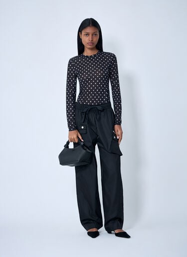 GANNI Printed Sheer Top Black gan0263023