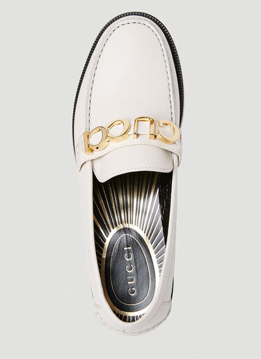 Gucci Logo Plaque Loafers White guc0252089