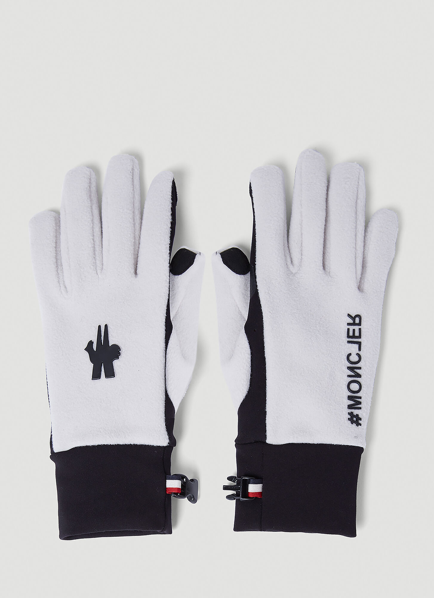 Moncler Grenoble Attachable Logo Fleece Gloves In White