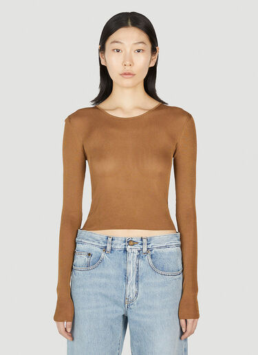 Saint Laurent Fine Knit Top Brown sla0251042