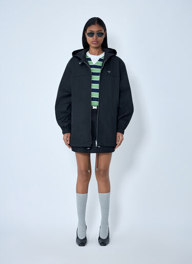 Prada Re-Nylon Hooded Belted Anorak Jacket Black pra0264033