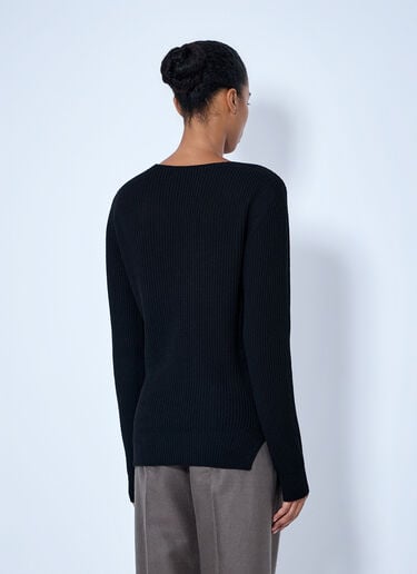 LN-CC® - Rick Owens: Deep V-Neck Ribbed Sweater - Black Rick Owens Deep V-Neck Ribbed Sweater Black ric0265035
