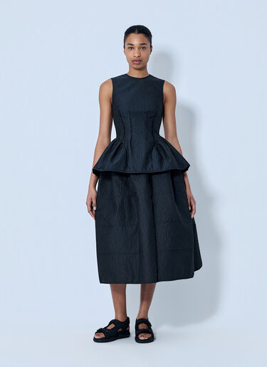 Cecilie Bahnsen CBdaimi Stria Matelassé Peplum Top Black cec0264003