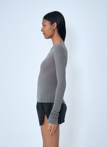 Rick Owens Ribbed Long Sleeve T-Shirt Grey ric0263014