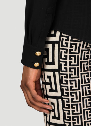 Shoulder Pad Silk Shirt Balmain Shoulder Pad Silk Shirt Black bln0253017