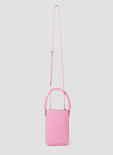 BY FAR Note Lipstick Croc Embossed Handbag Pink byf0252015