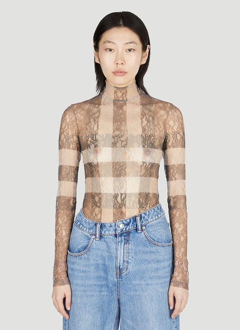 Jacquemus Check Lace Bodysuit Pink jac0251020