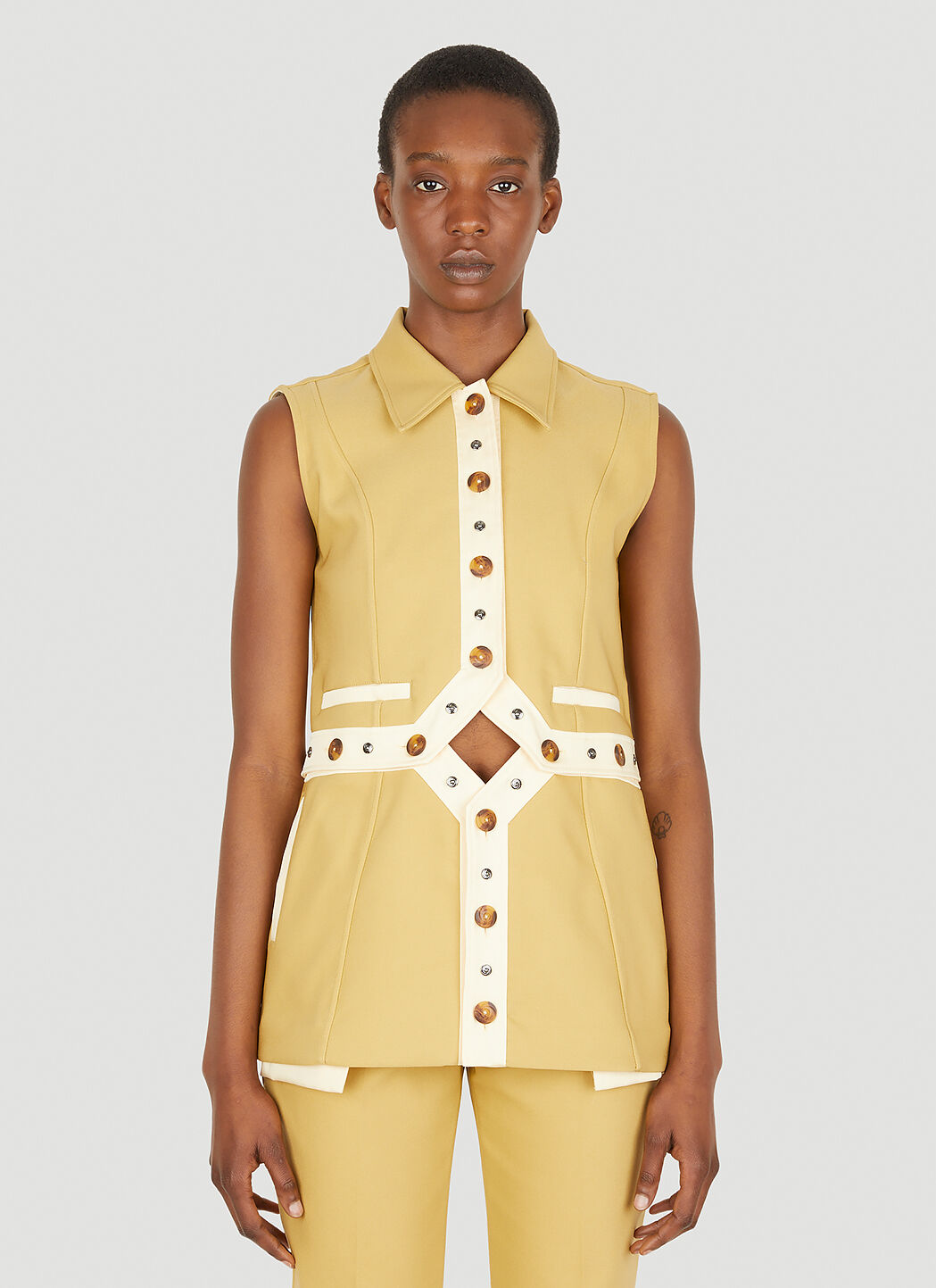 Beige online sleeveless jacket