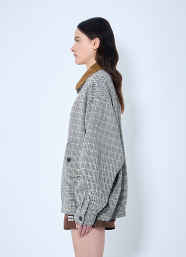 Miu Miu Checked Double-Weave Blouson Jacket Brown miu0360002