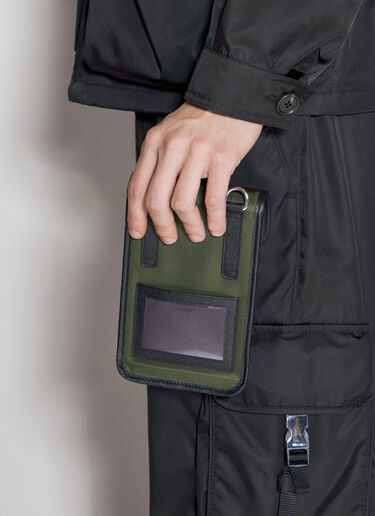 Prada 再生尼龙和十字纹皮革手机支架 绿色 pra0156018