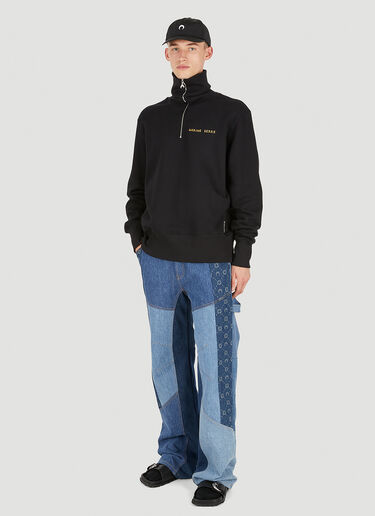 Marine Serre Ornament Half Zip Sweater Black mrs0152008