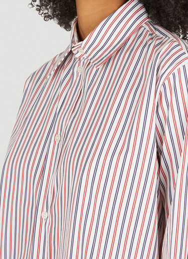 Plan C Dual Collar Striped Shirt White plc0250005
