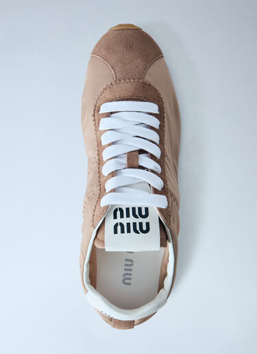 LN-CC® - Miu Miu: Plume Technical Fabric and Suede Sneakers - Beige Miu Miu Plume Technical Fabric and Suede Sneakers Beige miu0266049