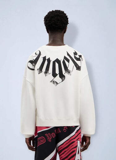 Palm Angels Big Neck Logo Loose Sweatshirt White pma0164044