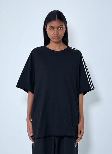 Y-3 Striped Shoulder Cotton T-Shirt Black yyy0364027