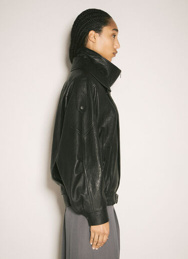Saint Laurent Bomber Leather Jacket Black sla0257003