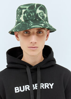 Burberry Rose Print Wax Bucket Hat Black bur0155112