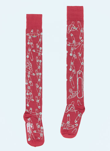 Vivienne Westwood Orb Knee-High Socks Burgundy vvw0258002