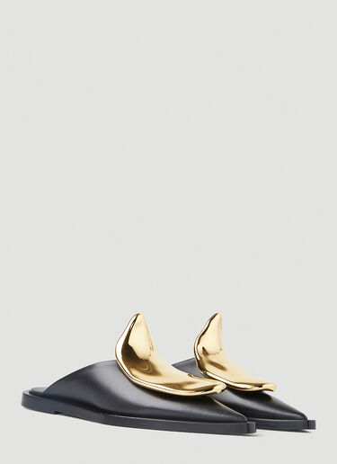 Jil Sander 해머된 메탈 장식 뮬 블랙 jil0248025