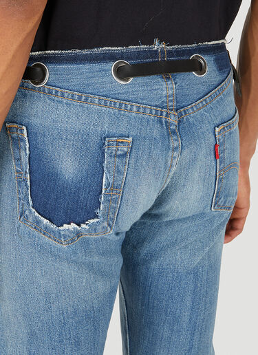 Ripped Waistband Belted Jeans Bonum Ripped Waistband Belted Jeans Blue bon0348010