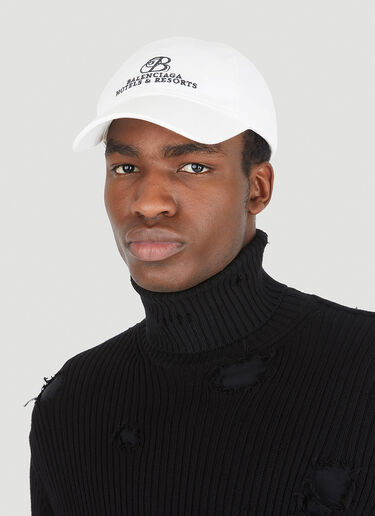 Balenciaga Logo Resorts Baseball Hat  White bal0145134