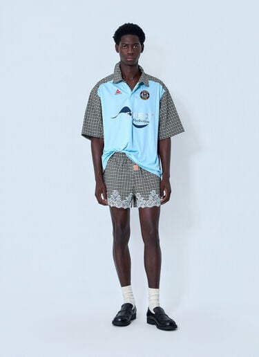Martine Rose Patchwork Cotton Polo Shirt Blue mtr0164012