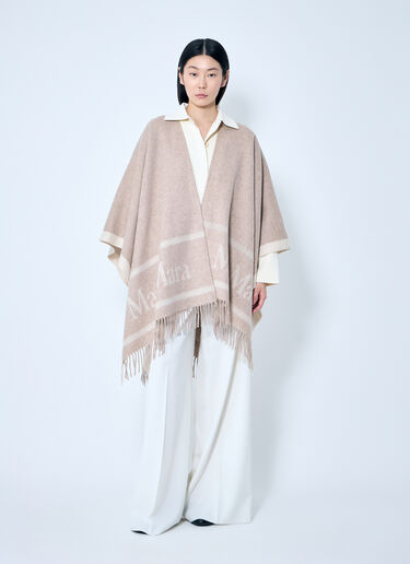 Max Mara Jacquard Wool Poncho Beige max0259023